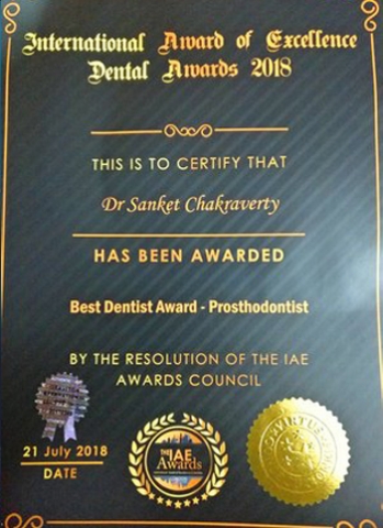 First Dental Clinic In Kolkata & Eastern India To Win IAE Award At London (United Kingdom)